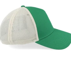 Blank Brush Twill Valin Dnr Ivory/Emerald A-Frame Trucker - American Needle