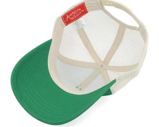 Blank Brush Twill Valin Dnr Ivory/Emerald A-Frame Trucker - American Needle