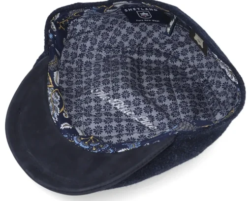 Blue Line Melfi Shetland Wool Blue Flat Cap - MJM Hats