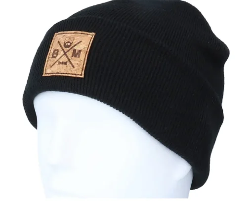 Bm Cross Patch Black Beanie - Bearded Man