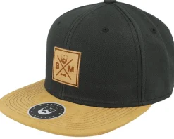 BM Cross Patch Black/Suede Snapback - Bearded Man