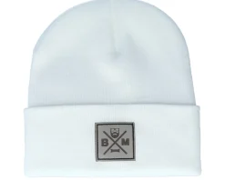 Bm Cross Patch White Beanie - Bearded Man
