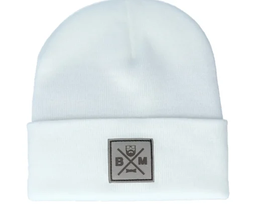 Bm Cross Patch White Beanie - Bearded Man