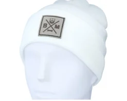 Bm Cross Patch White Beanie - Bearded Man