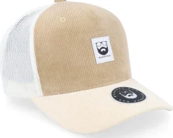 Bm Logo Wh Woven Cord Caramel/Ivory A-frame Trucker - Bearded Man