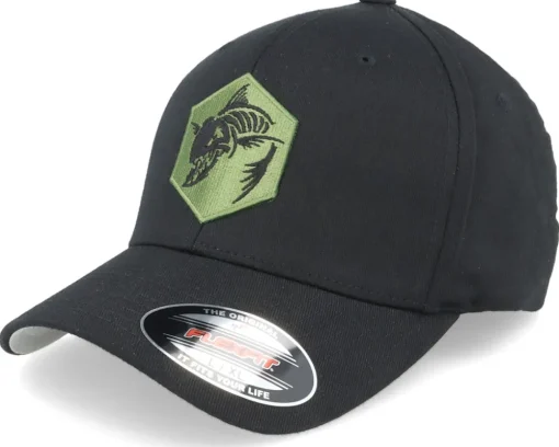 Bone Fish Hex Patch Black Flexfit - Skillfish