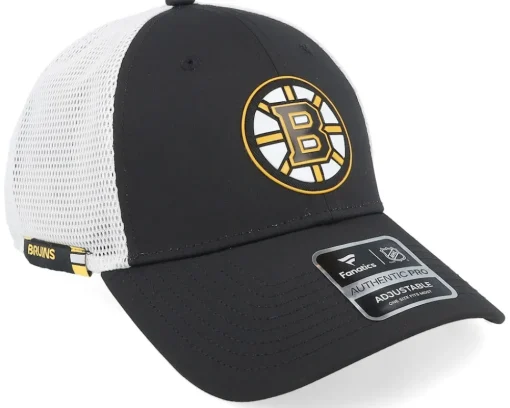 Boston Bruins Authentic Pro Rink Black/White Trucker - Fanatics