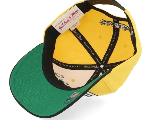Boston Bruins Boom Text Pro Vintage Yellow/Black Adjustable - Mitchell & Ness