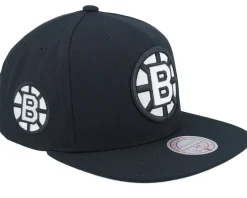 Boston Bruins Evergreen Black White Vintage Black Snapback - Mitchell & Ness