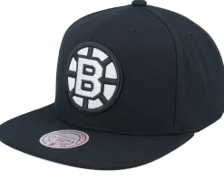 Boston Bruins Evergreen Black White Vintage Black Snapback - Mitchell & Ness