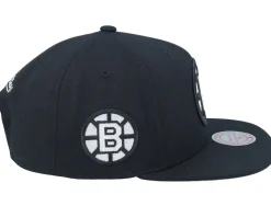 Boston Bruins Evergreen Black White Vintage Black Snapback - Mitchell & Ness