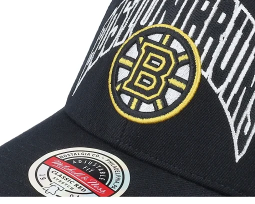 Boston Bruins Letterman Classic Red Black Adjustable - Mitchell & Ness