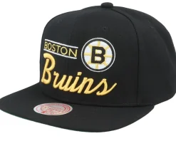 Boston Bruins Retro Lock Up Black Snapback - Mitchell & Ness