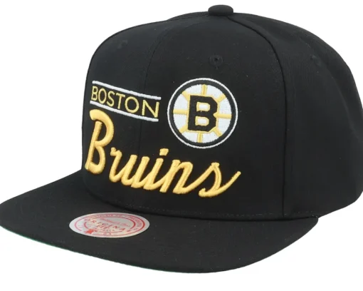 Boston Bruins Retro Lock Up Black Snapback - Mitchell & Ness