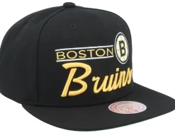 Boston Bruins Retro Lock Up Black Snapback - Mitchell & Ness
