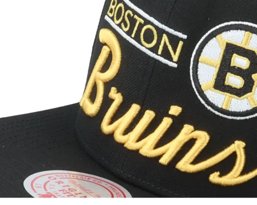 Boston Bruins Retro Lock Up Black Snapback - Mitchell & Ness