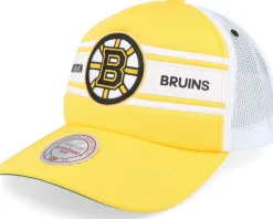 Boston Bruins Sideline Yellow/White A-frame Trucker - Mitchell & Ness