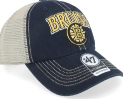 Boston Bruins Tuscaloosa Clean Up Dad Cap Vintage Black/Beige Trucker - 47 Brand