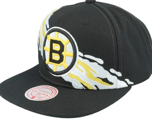 Boston Bruins Vintage Paintbrush Black Snapback - Mitchell & Ness