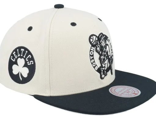 Boston Celtics Evergreen Cream Off White/Black Snapback - Mitchell & Ness