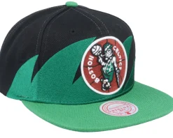 Boston Celtics Sharktooth Black/Green Snapback - Mitchell & Ness