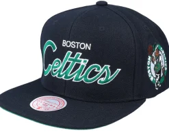 Boston Celtics Team Script 2.0 Black Snapback - Mitchell & Ness