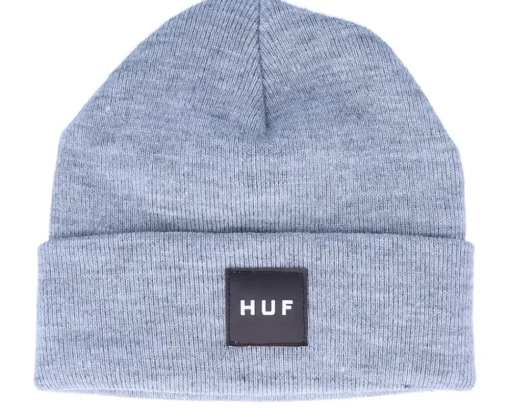 Box Logo Beanie Grey Heather Cuff - HUF