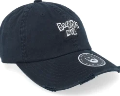British Punk Logo Ripped Black Dad Cap - Bearded Man