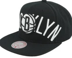 Brooklyn Nets Full Frontal Black Snapback - Mitchell & Ness