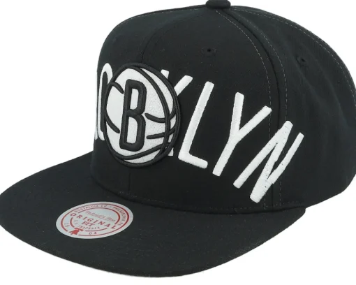 Brooklyn Nets Full Frontal Black Snapback - Mitchell & Ness