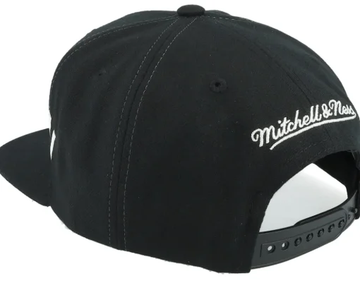 Brooklyn Nets Full Frontal Black Snapback - Mitchell & Ness