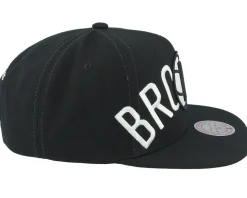Brooklyn Nets Full Frontal Black Snapback - Mitchell & Ness