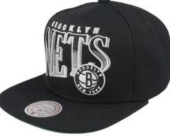 Brooklyn Nets Line Work Black Snapback - Mitchell & Ness