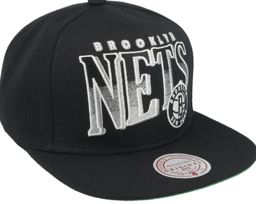 Brooklyn Nets Line Work Black Snapback - Mitchell & Ness