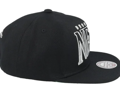 Brooklyn Nets Line Work Black Snapback - Mitchell & Ness