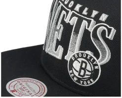 Brooklyn Nets Line Work Black Snapback - Mitchell & Ness