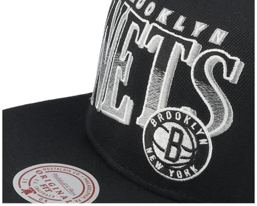 Brooklyn Nets Line Work Black Snapback - Mitchell & Ness