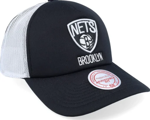 Brooklyn Nets Off The Backboard Black/White Trucker - Mitchell & Ness
