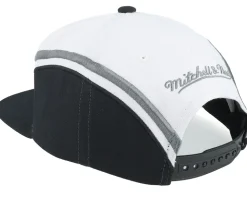 Brooklyn Nets Overhead White Snapback - Mitchell & Ness