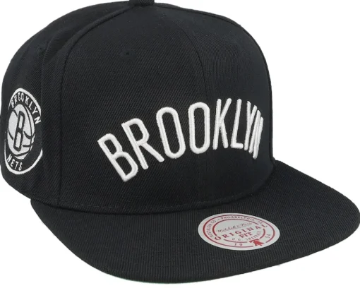 Brooklyn Nets Triple Play Black Snapback - Mitchell & Ness