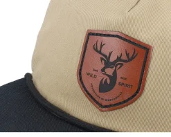 Brown Deer Shield Patch Khaki/Black Rope Snapback - Wild Spirit