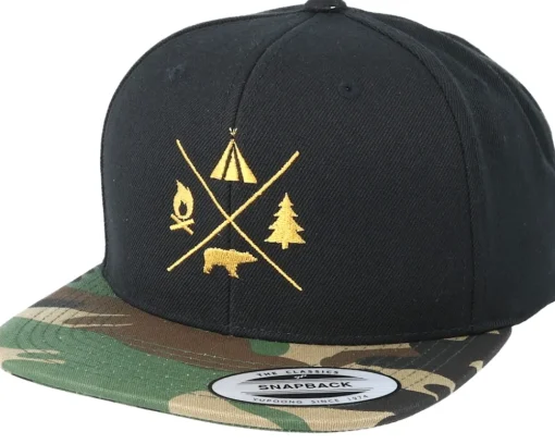 Camping Logo Black/Camo Snapback - Wild Spirit