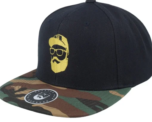 Cap Man Black/Camo Snapback - Bearded Man