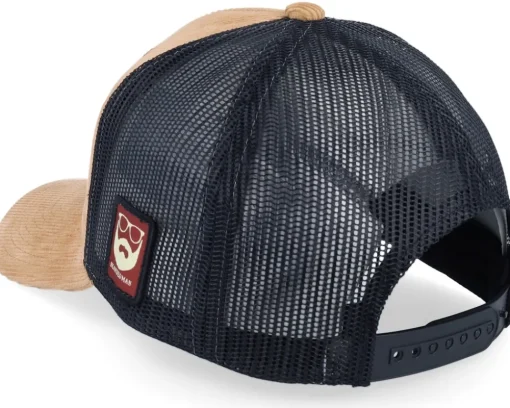 Cap Man Modern Cord Caramel/Black A-frame Trucker - Bearded Man