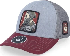 Cap Man Modern Tri Heather Grey/Charcoal/Maroon Trucker - Bearded Man