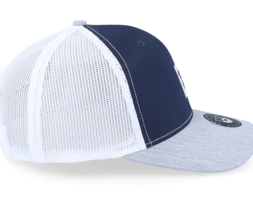Cap Man Woven 112 Tri Navy/White/Heather Grey Trucker - Bearded Man