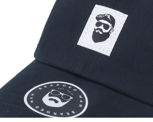 Cap Man Woven Black Dad Cap - Bearded Man