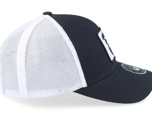 Cap Man Woven Patch Black/White Trucker - Bearded Man