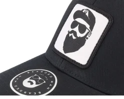 Cap Man Woven Patch Black/White Trucker - Bearded Man