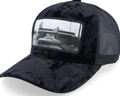 Car & Drive-through Velvet White/Black A-Frame Trucker - Calza Pennello